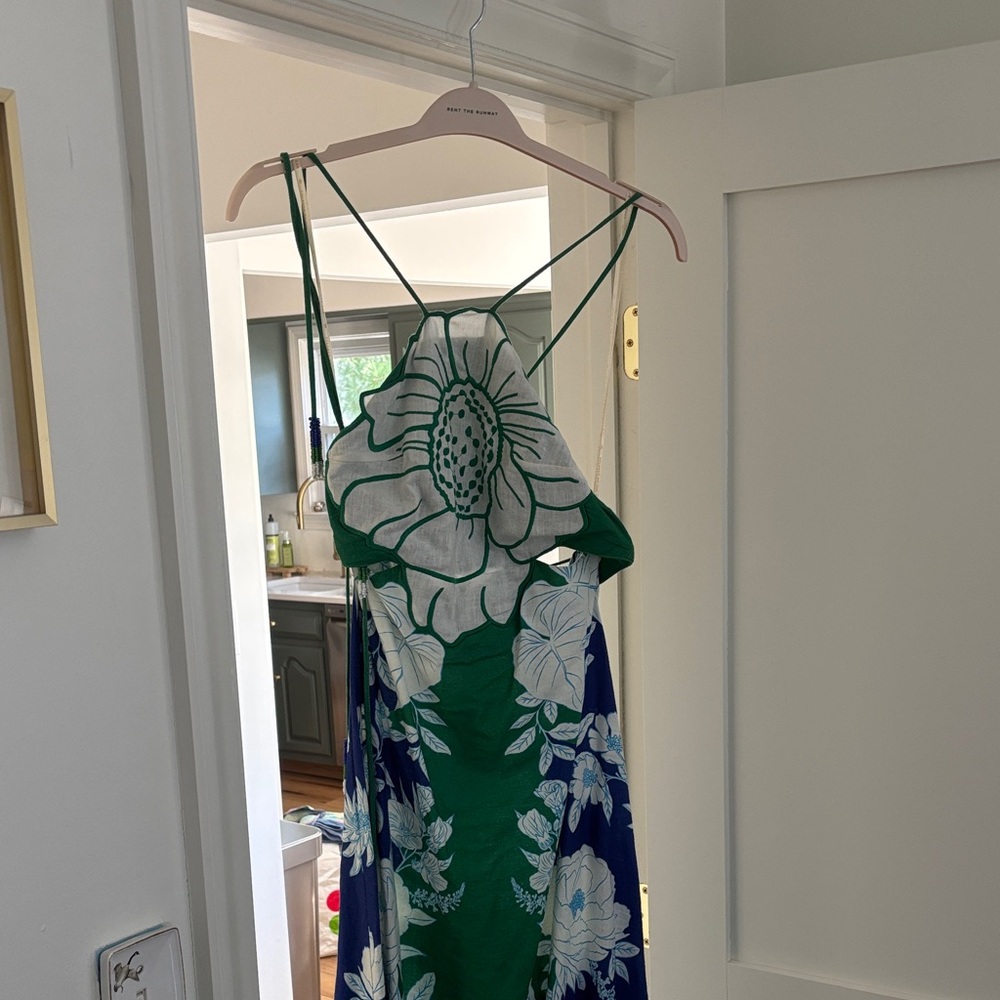 Farm Rio Floral Green and Blue Dress size small